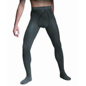 Mens Opaque Tights Ribbed Athletic Thermal 40